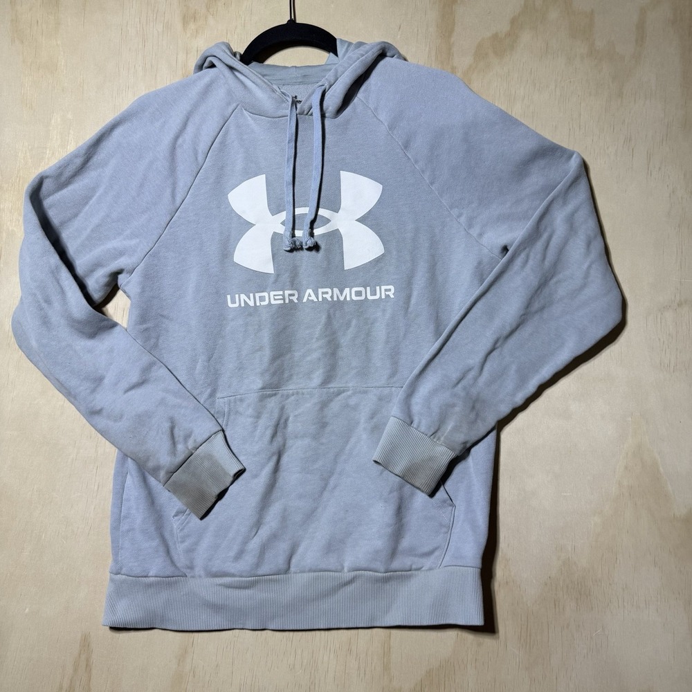 Under Armour Women's Large Gray Logo Hoodie Sweatshirt Pullover Athletic Casual